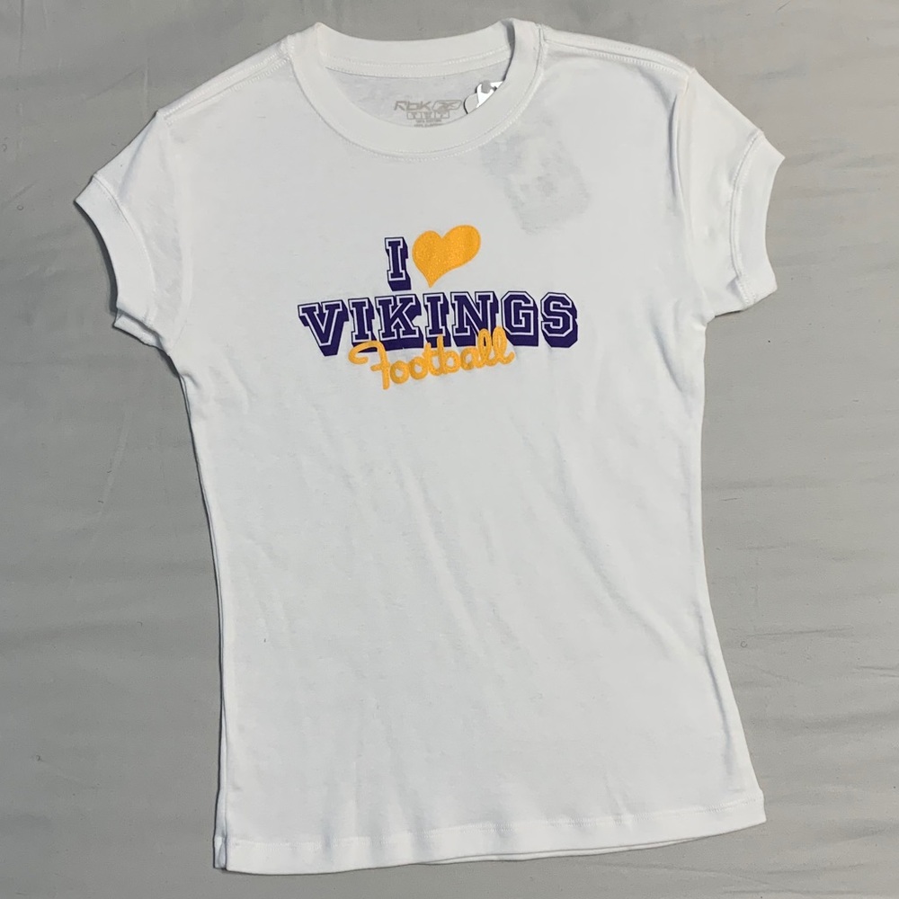 New Reebok MN Vikings I Love Vikings Football Tee